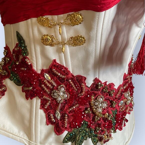 Ragazza Strapless Red/White Christmas Bustier Corset Quinceanera Prom Size 9 M - Picture 7 of 16